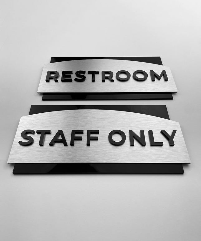 Customized office door sign Flow Design by ALUMADESIGNCO featuring modern wood and acrylic construction, elegant signage for office doors and interiors