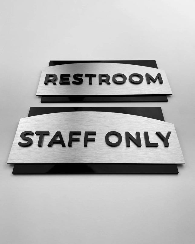 Customized office door sign Flow Design by ALUMADESIGNCO featuring modern wood and acrylic construction, elegant signage for office doors and interiors
