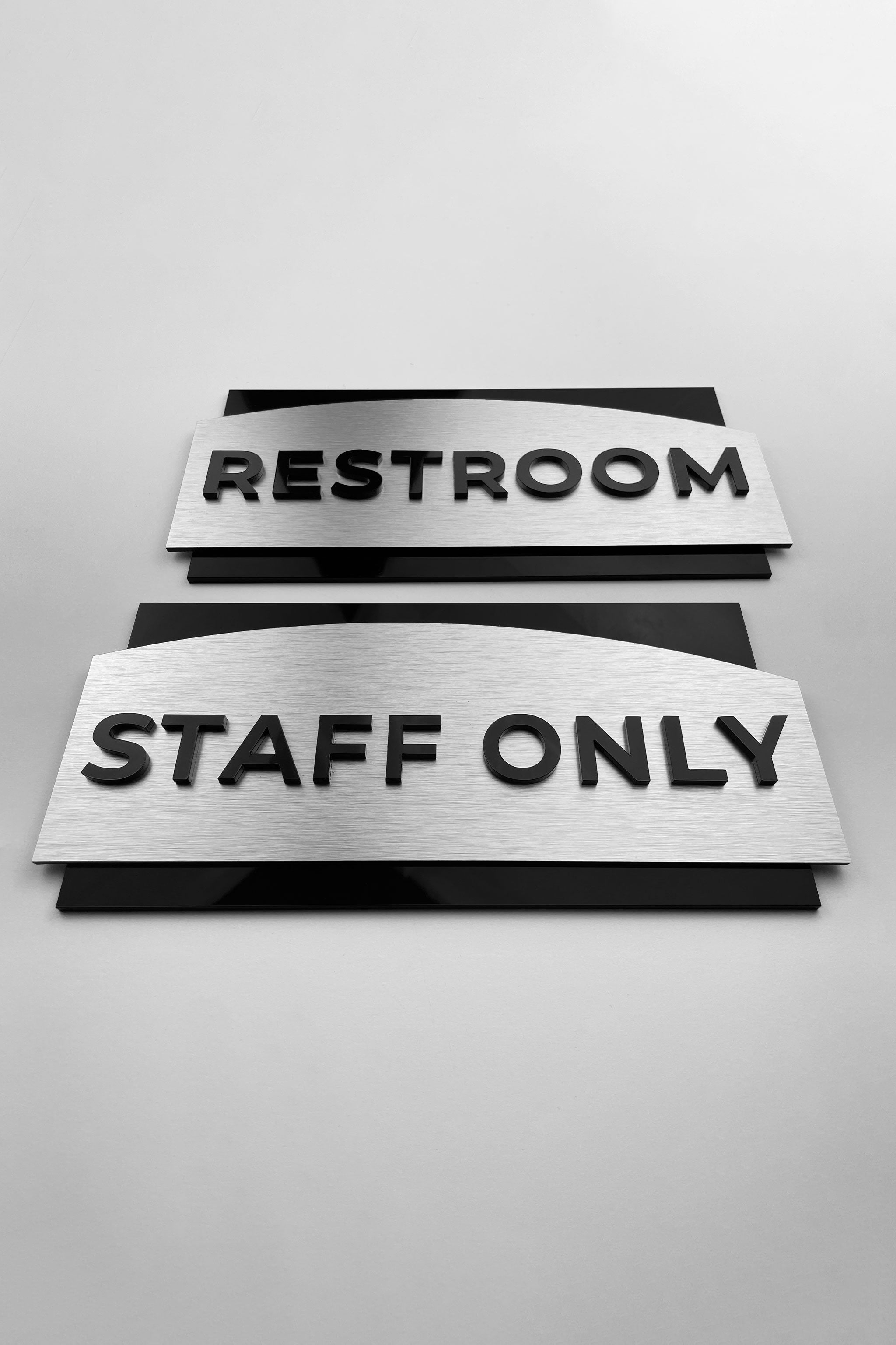 Customized office door sign Flow Design by ALUMADESIGNCO featuring modern wood and acrylic construction, elegant signage for office doors and interiors