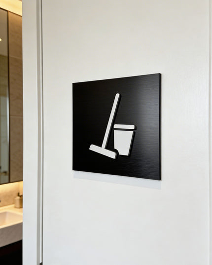 Modern utility room sign by ALUMADESIGNCO featuring clean professional style, door signage for maintenance rooms, hotels, and office interiors