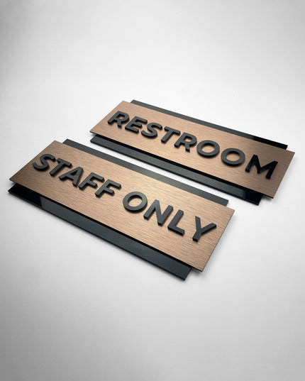 ALUMADESIGNCO personalized bronze office door plaque with acrylic lettering, premium signage for offices, hotels, Airbnb properties, and apartments