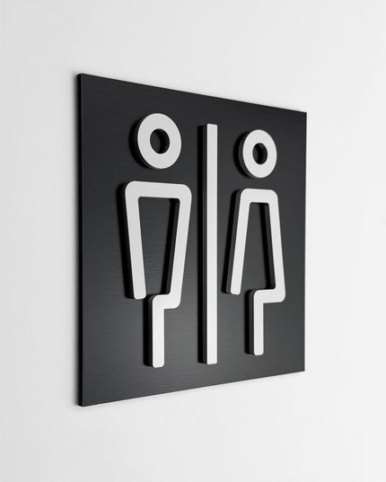 Women and men bathroom sign by ALUMADESIGNCO, modern restroom door plaque for hotels, offices, restaurants, and public interior spaces