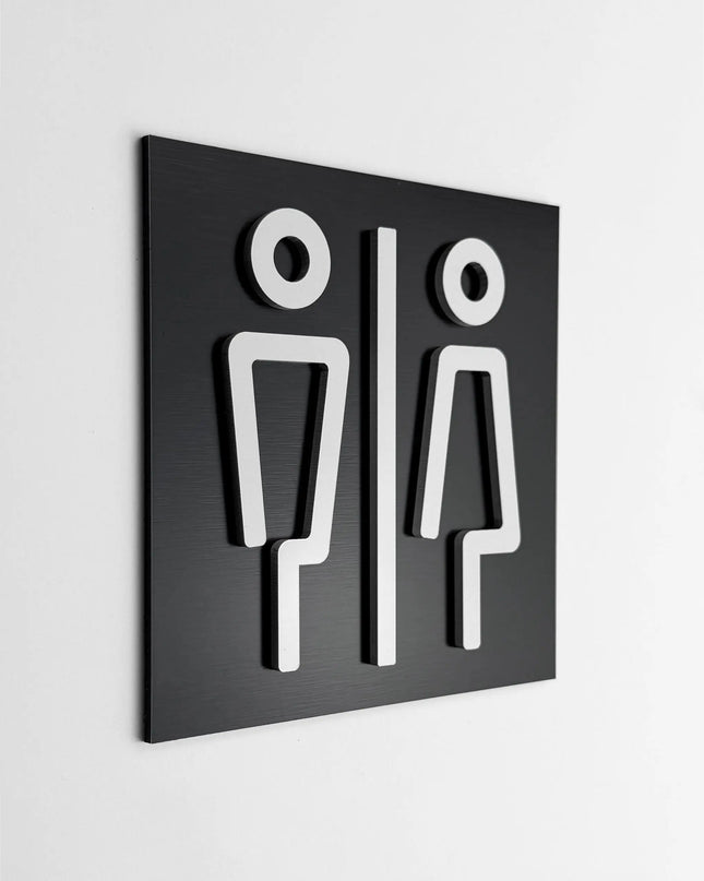Women and men bathroom sign by ALUMADESIGNCO, modern restroom door plaque for hotels, offices, restaurants, and public interior spaces