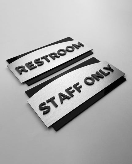 ALUMADESIGNCO Flow custom office door sign with acrylic text, modern signage for offices, hotels, Airbnb properties, and residential interiors