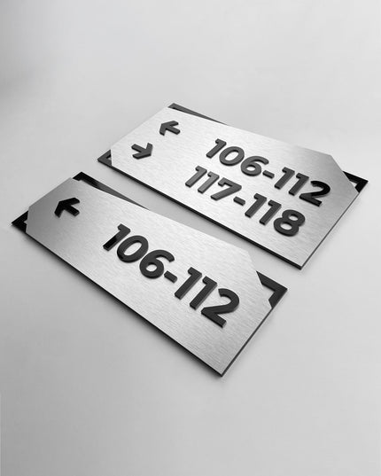 Modern personalized wayfinding sign by ALUMADESIGNCO, stylish wall signage for offices, hotels, apartments, and interior navigation