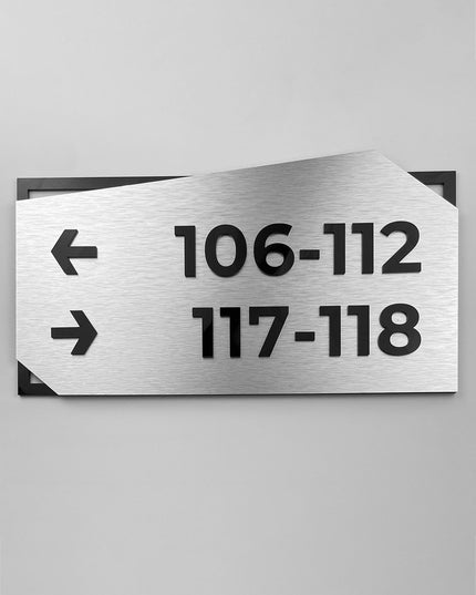 ALUMADESIGNCO wall directional wayfinding sign in Modern Design with custom text, premium signage for commercial, residential, and hospitality interiors