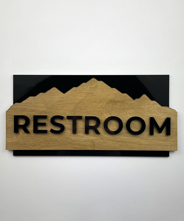 Birch wood wall door sign with black acrylic lettering Alpine Design by ALUMADESIGNCO, elegant plaque for office doors, hotel interiors, and apartment spaces