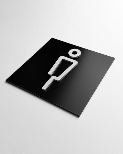 ALUMADESIGNCO male toilet door sign with minimalist design, stylish bathroom signage for offices, hospitality spaces, and commercial buildings