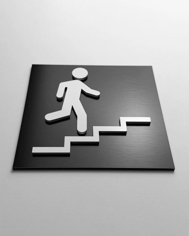 Stair sign up right by ALUMADESIGNCO, stylish directional plaque for stairways, corridors, offices, and public interior spaces
