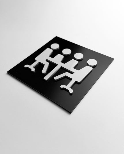 ALUMADESIGNCO meeting room door sign with minimalist design, premium office signage for conference spaces, studios, and commercial interiors