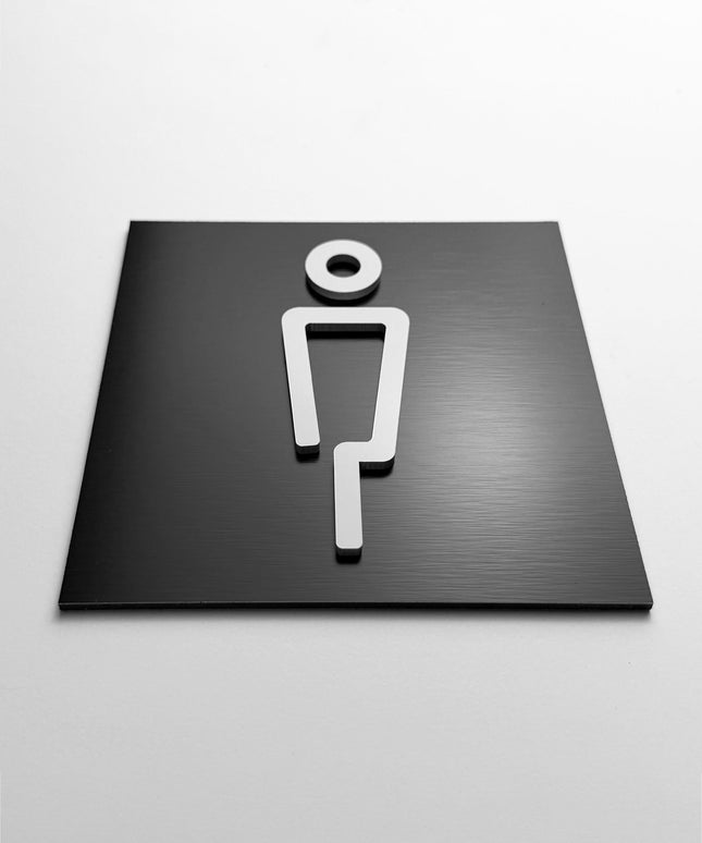 Men’s toilet sign by ALUMADESIGNCO, modern restroom door plaque for hotels, offices, restaurants, and public interior spaces