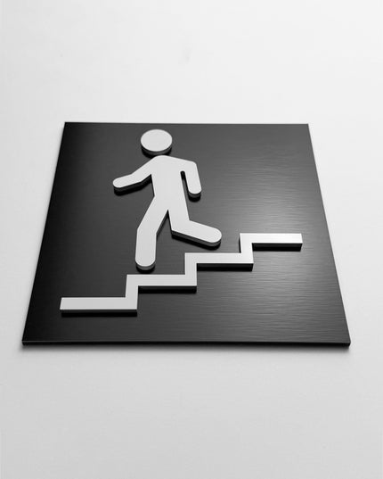 Stairwell sign downstairs by ALUMADESIGNCO, stylish directional plaque for stairways, corridors, offices, and public interior spaces