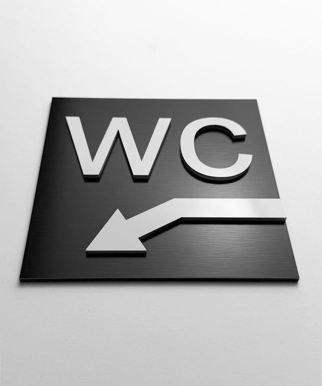 WC Arrow Sign "Down Left" - ALUMADESIGNCO Door Signs - Custom Door Signs For Business & Office
