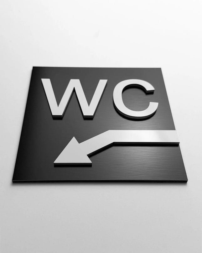 WC Arrow Sign "Down Left" - ALUMADESIGNCO Door Signs - Custom Door Signs For Business & Office