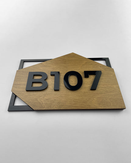 ALUMADESIGNCO birch wood condo door number plaque with acrylic numbers, modern signage for apartments, Airbnb properties, and office doors