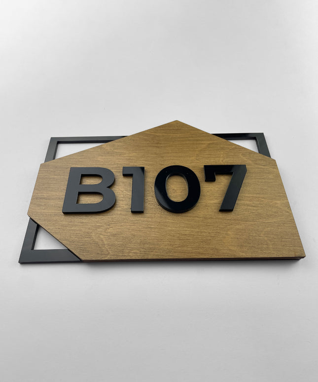 ALUMADESIGNCO birch wood condo door number plaque with acrylic numbers, modern signage for apartments, Airbnb properties, and office doors