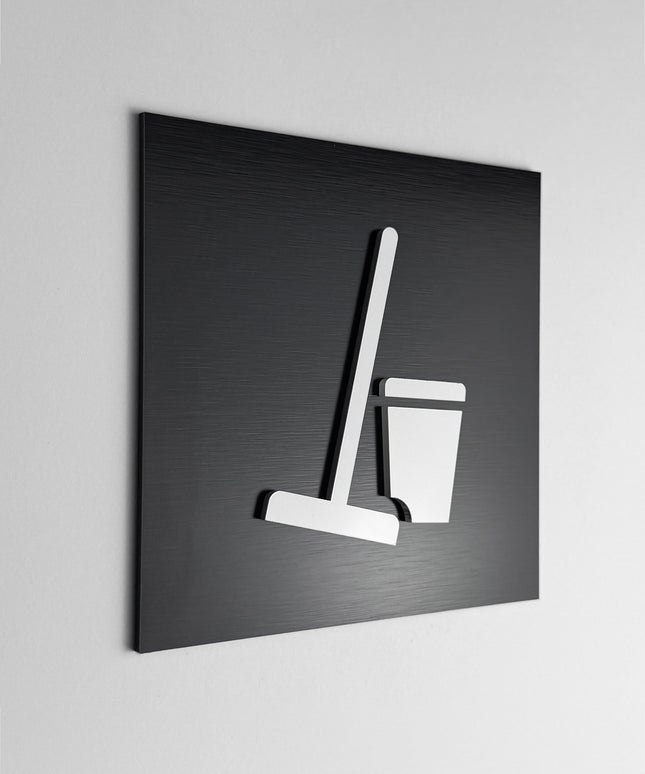 ALUMADESIGNCO utility room sign with modern lettering, premium door signage for offices, hotels, apartments, warehouses, and commercial interiors