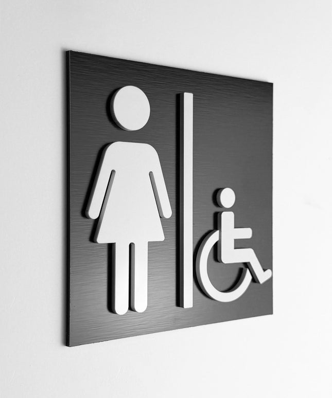 Womens & Handicap Restroom Sign - ALUMADESIGNCO Door Signs - Custom Door Signs For Business & Office