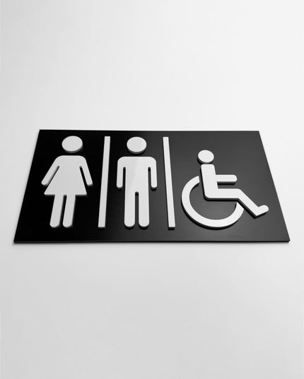 All gender restroom sign by ALUMADESIGNCO, inclusive toilet door plaque for hotels, offices, restaurants, and public interior spaces