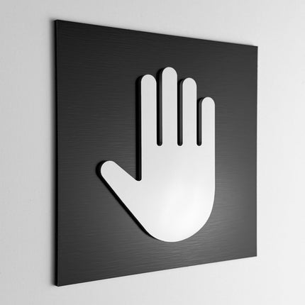 ALUMADESIGNCO employees only signage with modern lettering, premium restricted area door sign for offices, hotels, warehouses, and commercial interiors