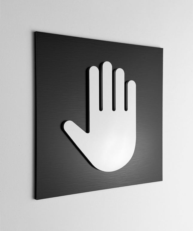 ALUMADESIGNCO employees only signage with modern lettering, premium restricted area door sign for offices, hotels, warehouses, and commercial interiors
