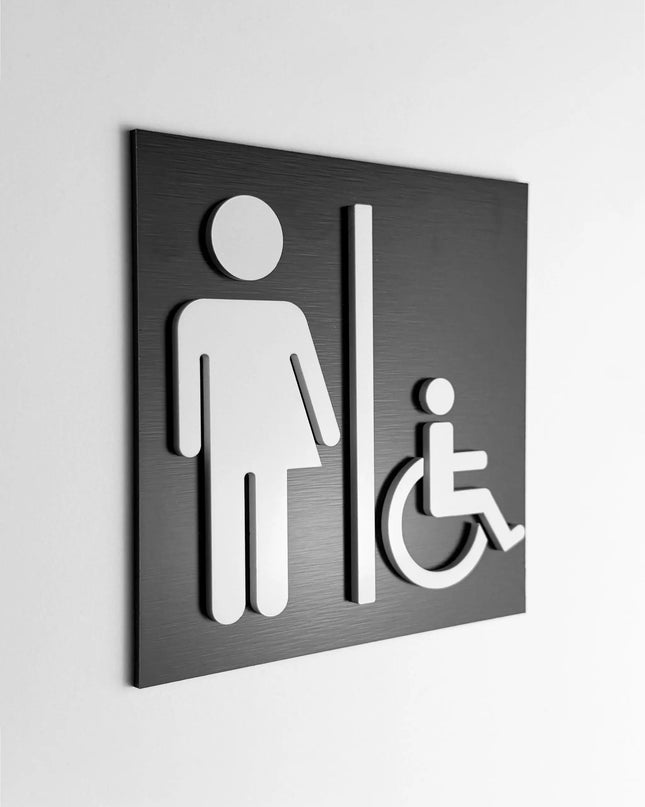 Toilettenschild Divers aus gebürstetem schwarzem Aluminium
