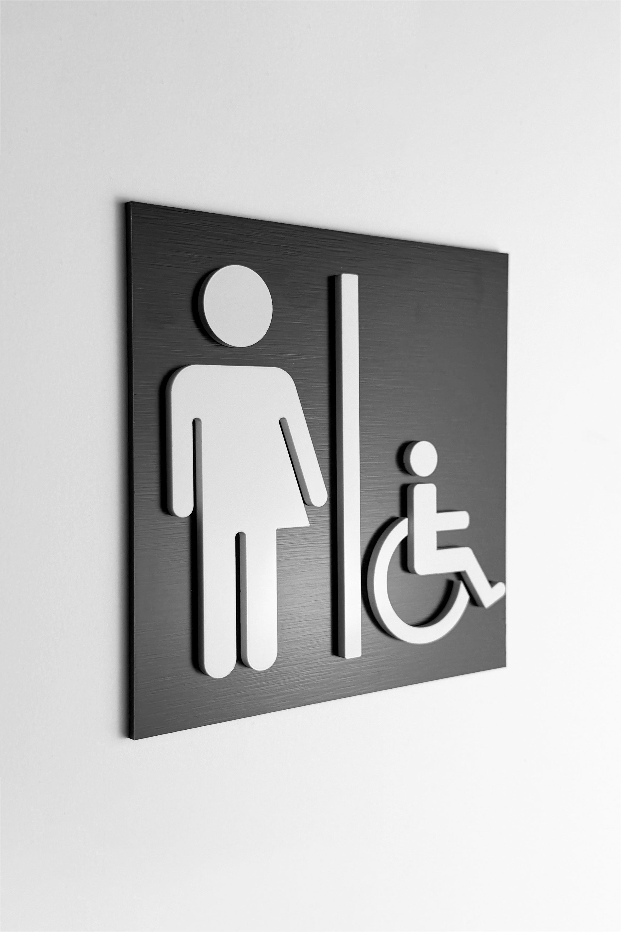 ALUMADESIGNCO gender neutral toilet sign for doors, premium inclusive restroom wayfinding signage for offices, hotels, apartments, and commercial spaces