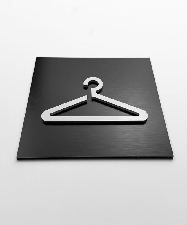 ALUMADESIGNCO wardrobe door sign with minimalist modern style, closet signage for apartments, hotels, bedrooms, and contemporary interiors