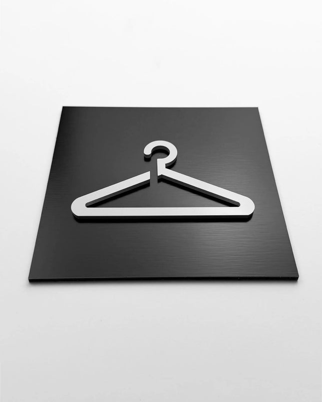 ALUMADESIGNCO wardrobe door sign with minimalist modern style, closet signage for apartments, hotels, bedrooms, and contemporary interiors