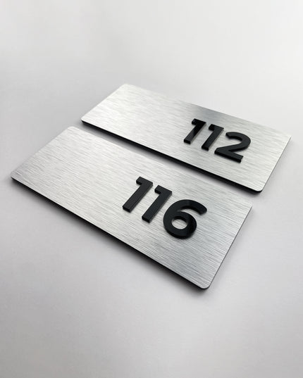 Modern apartment room number sign Classic Design by ALUMADESIGNCO featuring clean minimalist style and acrylic numbers, elegant door plaque for apartments and interiors