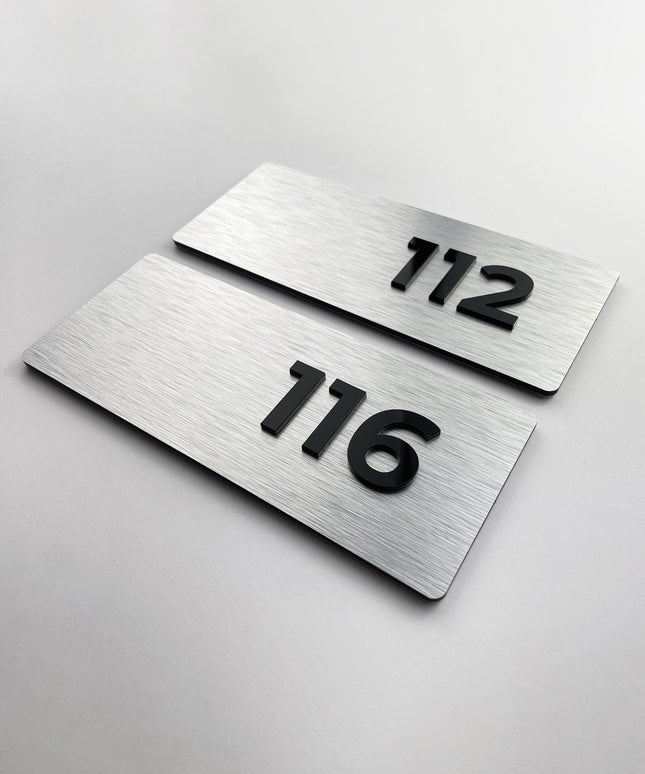 Modern apartment room number sign Classic Design by ALUMADESIGNCO featuring clean minimalist style and acrylic numbers, elegant door plaque for apartments and interiors