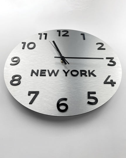 Elegant international time zone wall clock by ALUMADESIGNCO featuring multiple city name displays, stylish wall clock for offices, hotels, conference rooms, and modern spaces