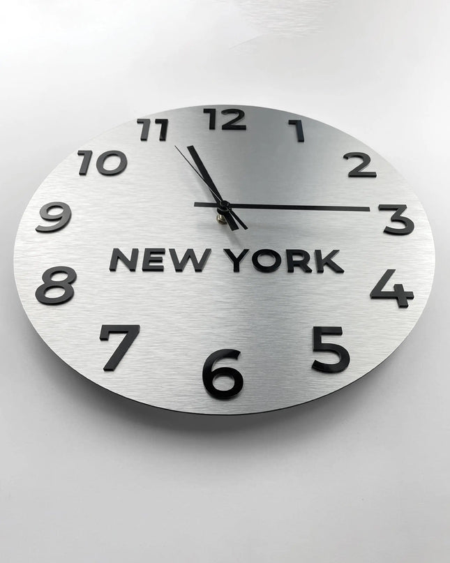 Elegant international time zone wall clock by ALUMADESIGNCO featuring multiple city name displays, stylish wall clock for offices, hotels, conference rooms, and modern spaces