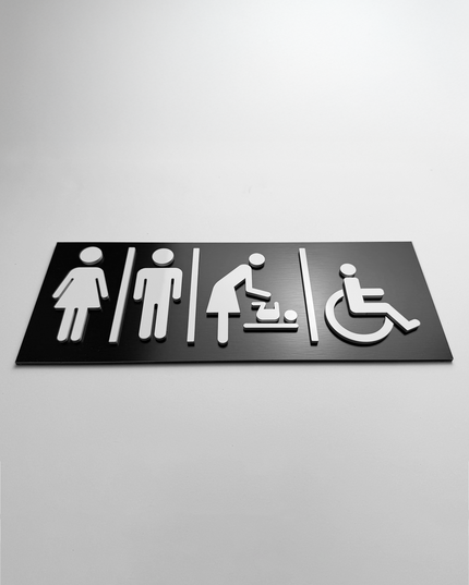 All gender bathroom sign by ALUMADESIGNCO, inclusive toilet door plaque for hotels, offices, restaurants, and public interior spaces
