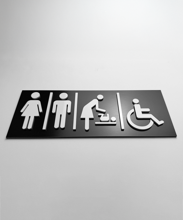 All gender bathroom sign by ALUMADESIGNCO, inclusive toilet door plaque for hotels, offices, restaurants, and public interior spaces