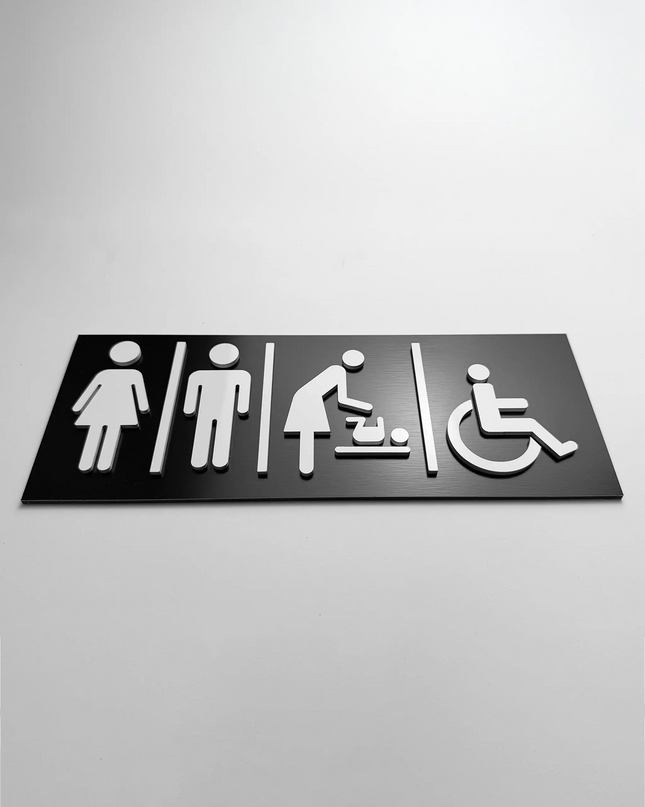 All gender bathroom sign by ALUMADESIGNCO, inclusive toilet door plaque for hotels, offices, restaurants, and public interior spaces