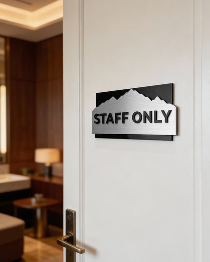 ALUMADESIGNCO 3D layered custom office door sign Alpine Design with minimalist modern style, premium signage for offices, conference rooms, and interiors