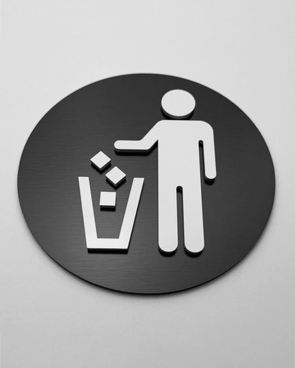 Recycling only sign by ALUMADESIGNCO, stylish waste management plaque for offices, restaurants, hotels, and modern interior spaces