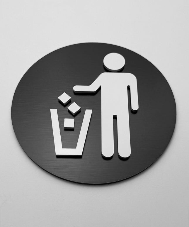 Recycling only sign by ALUMADESIGNCO, stylish waste management plaque for offices, restaurants, hotels, and modern interior spaces