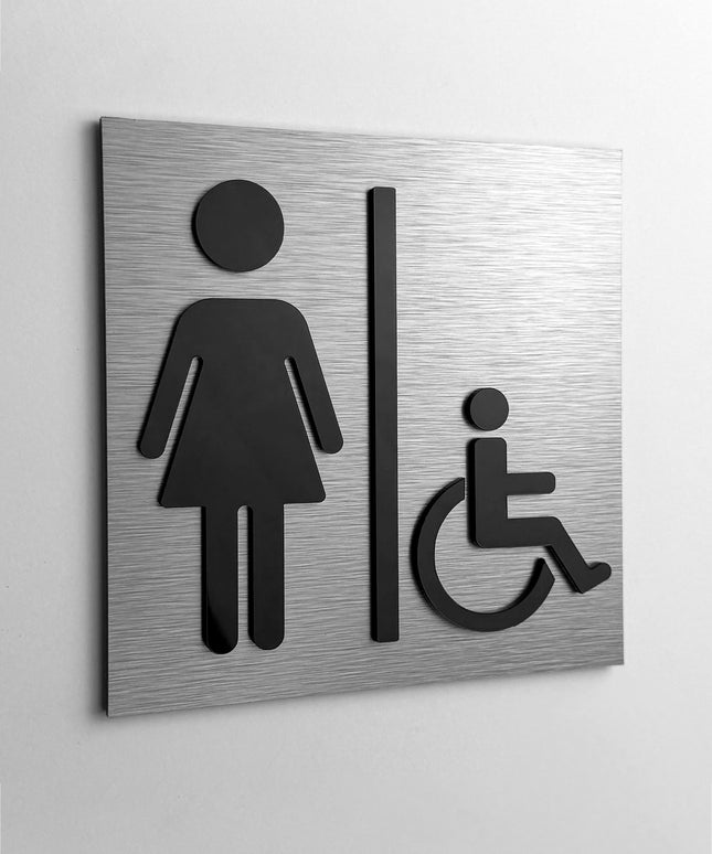 Womens & Handicap Restroom Sign - ALUMADESIGNCO Door Signs - Custom Door Signs For Business & Office