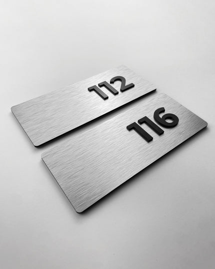 Premium Classic apartment room number sign by ALUMADESIGNCO featuring acrylic numbers, modern door signage for apartments, hotels, and contemporary interiors