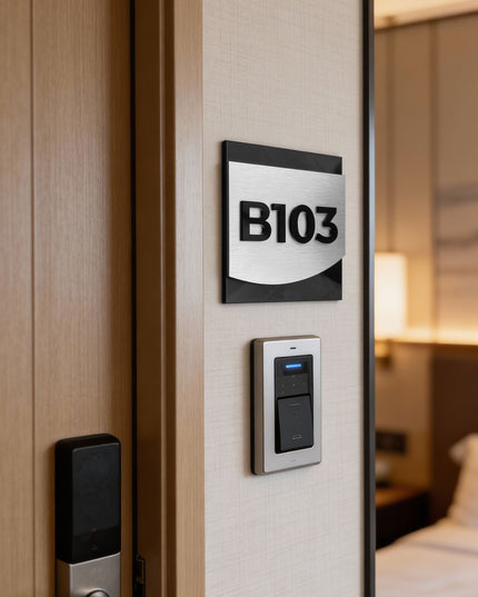 Brushed Silver Suite Room Signage - 3d Acrylic Sign - ALUMADESIGNCO Door Signs - Custom Door Signs For Business & Office