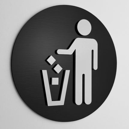 ALUMADESIGNCO recycling only sign with modern lettering, premium waste sorting signage for offices, hotels, apartments, cafés, and commercial interiors