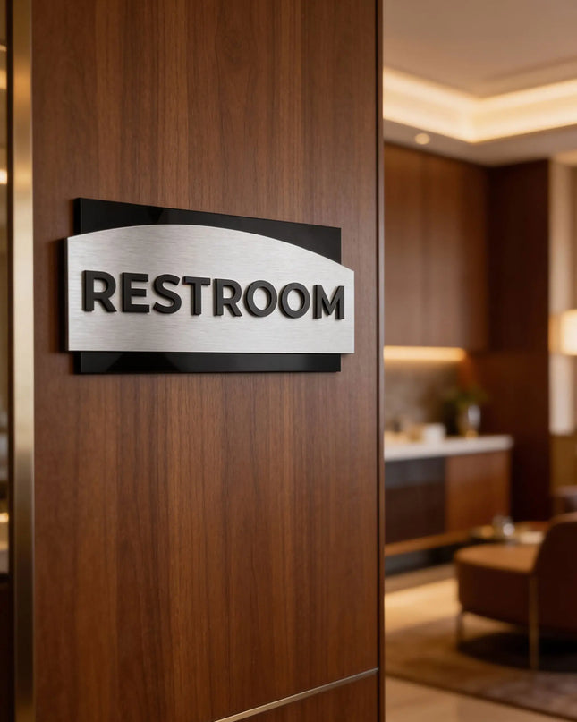 ALUMADESIGNCO Flow Design customized office door sign with acrylic lettering, premium signage for offices, hotels, apartments, and modern interior spaces