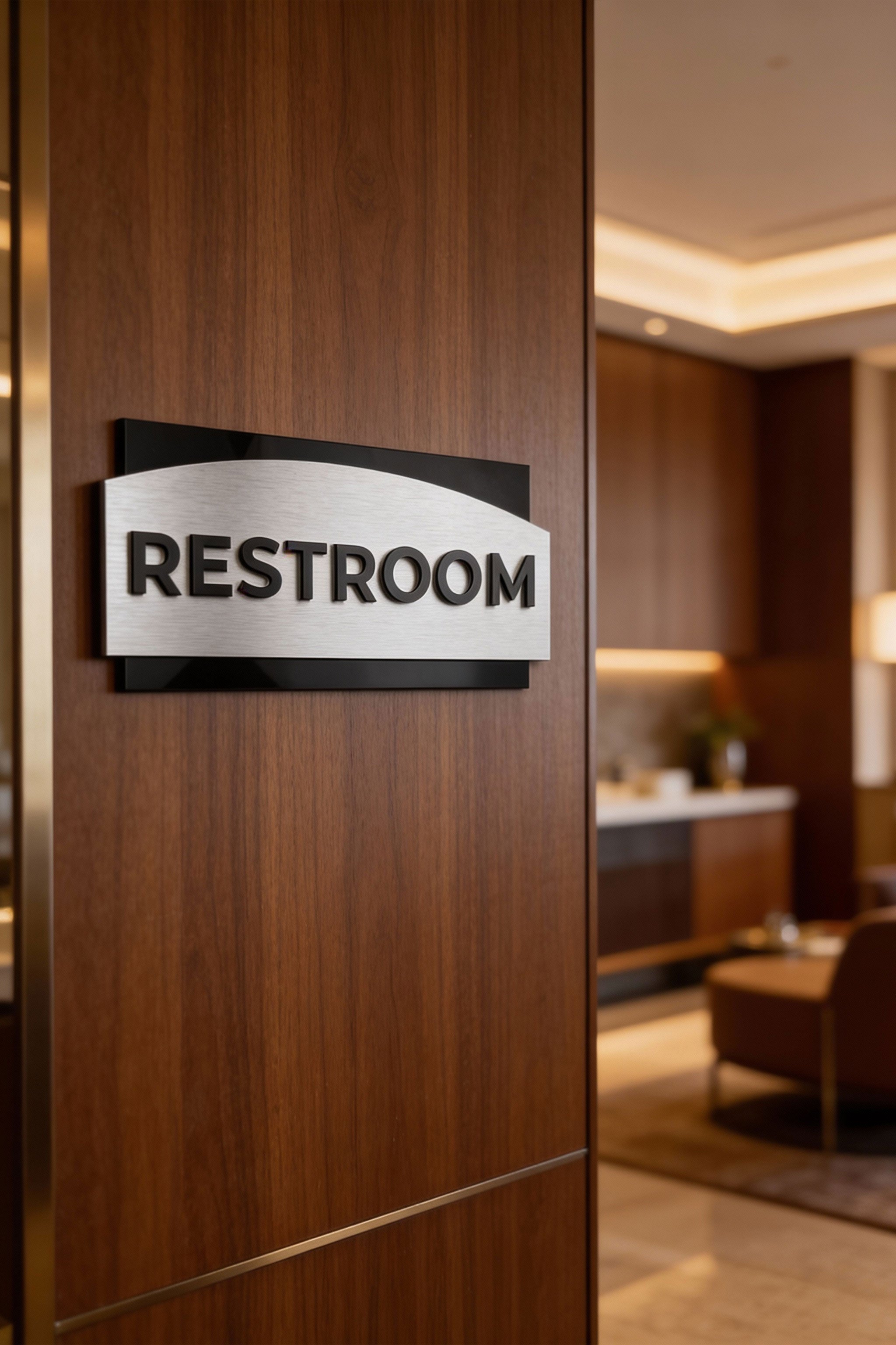 ALUMADESIGNCO Flow Design customized office door sign with acrylic lettering, premium signage for offices, hotels, apartments, and modern interior spaces