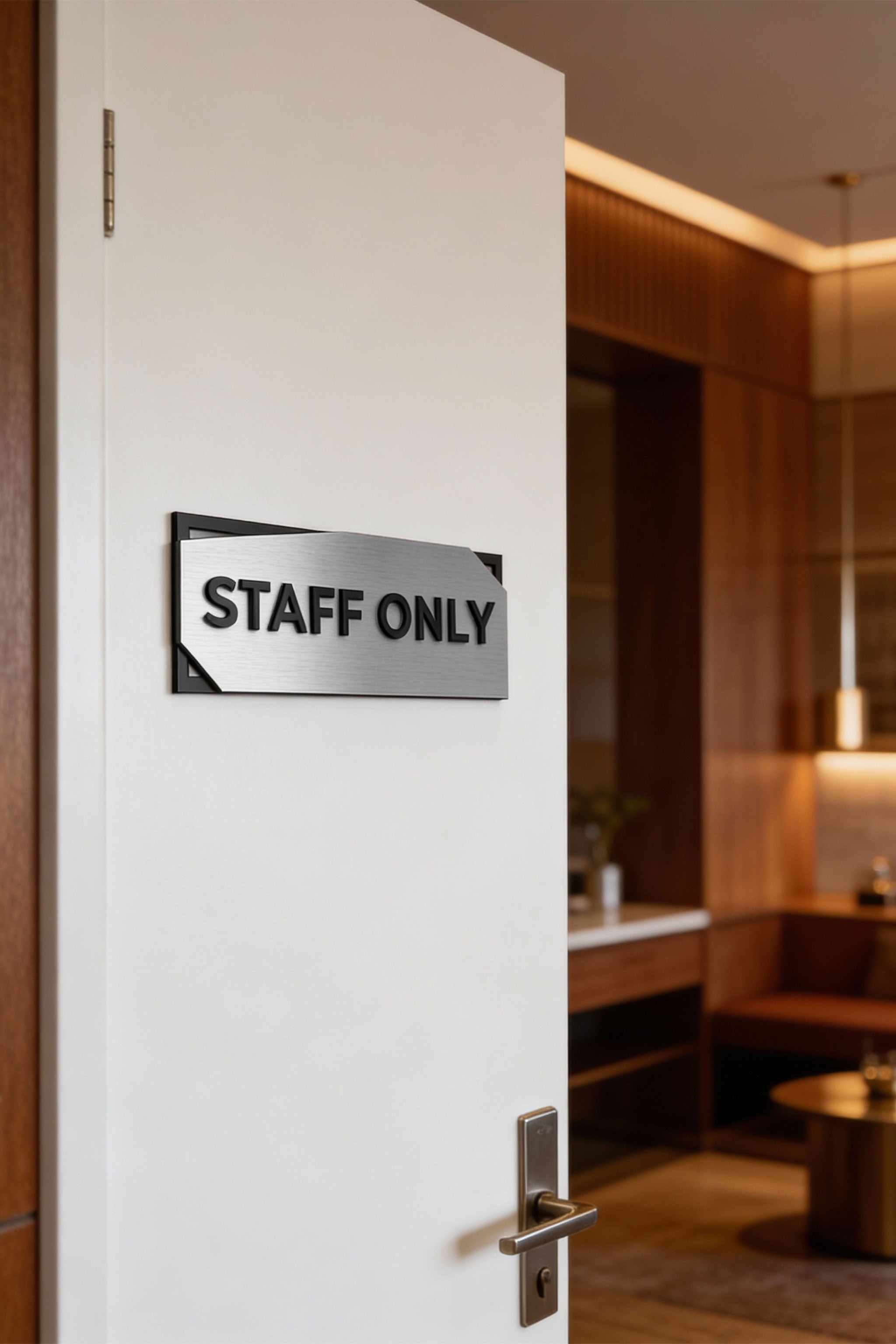 ALUMADESIGNCO 3D layered customisable office door sign with minimalist modern design, premium signage for offices, conference rooms, and workspaces