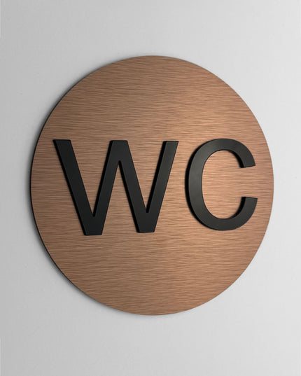 Premium WC restroom plaque by ALUMADESIGNCO, modern bathroom door sign for hospitality interiors, restaurants, offices, and public spaces