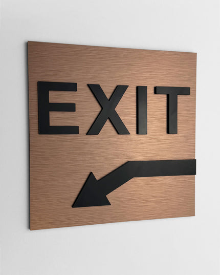 Premium exit arrow plaque down left by ALUMADESIGNCO, modern directional sign for hospitality interiors, offices, and public spaces