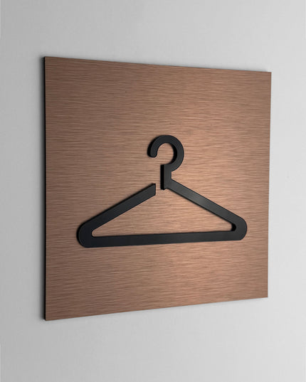 ALUMADESIGNCO wardrobe sign with modern lettering, premium door signage for closets, bedrooms, hotels, apartments, and contemporary interiors