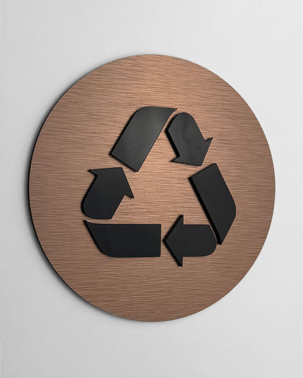 ALUMADESIGNCO recycling sign for doors and walls, premium waste separation signage for offices, hotels, apartments, and commercial spaces
